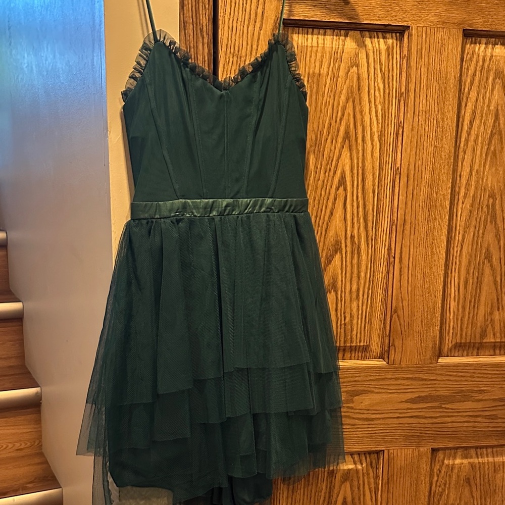 Elegant Green High Low Dress